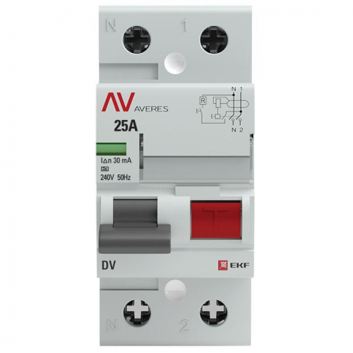 Выключатель дифференциального тока (УЗО) 2п 25А 30мА тип A DV AVERES EKF rccb-2-25-30-a-av фото 2