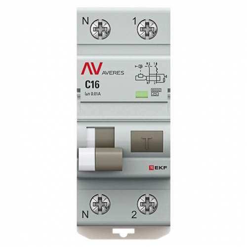 Выключатель автоматический дифференциального тока 2п (1P+N) C 16А 10мА тип A 6кА DVA-6 AVERES EKF rcbo6-1pn-16C-10-a-av фото 2