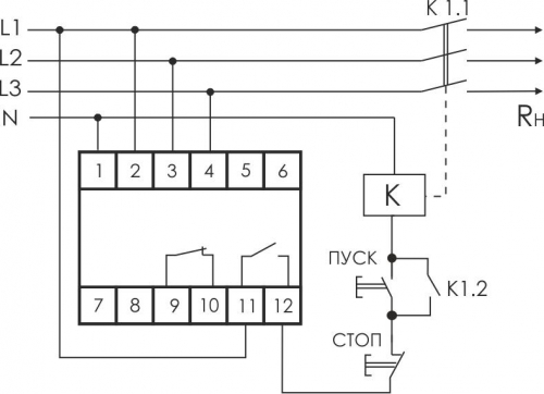 Реле напряжения CP-731 (трехфазный; микропроцессорный; контроль верхнего и нижнего значений напряжения; контроль асимметрии; чередования фаз; монтаж на DIN-рейке 35мм 3х400/230+N 2х8А 1Z 1R IP20) F&F EA04.009.005 фото 2