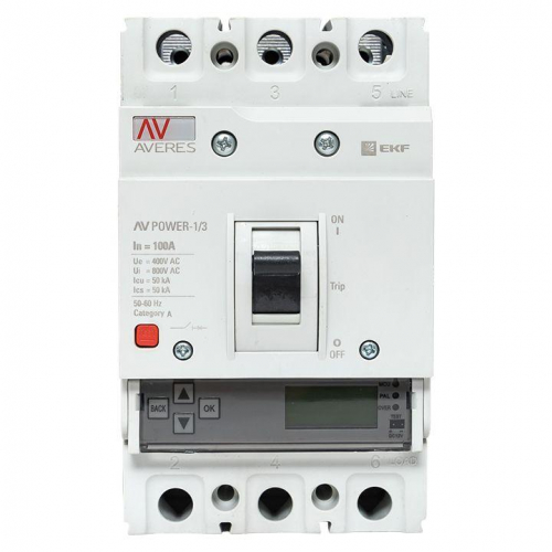 Выключатель автоматический 3п 100А 50кА AV POWER-1/3 ETU6.0 AVERES EKF mccb-13-100-6.0-av фото 3