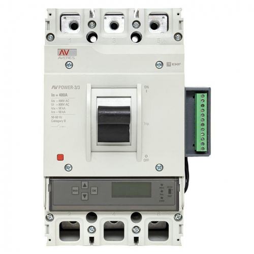 Выключатель автоматический 3п 400А 50кА AV POWER-3/3 ETU6.2 AVERES EKF mccb-33-400-6.2-av фото 6
