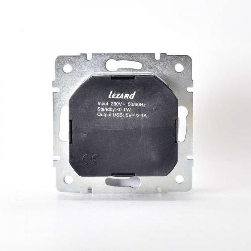 Механизм розетки 1-м СП KARINA 16А с з/к + USB разъем черн. бархат LEZARD 707-4288-181 фото 3
