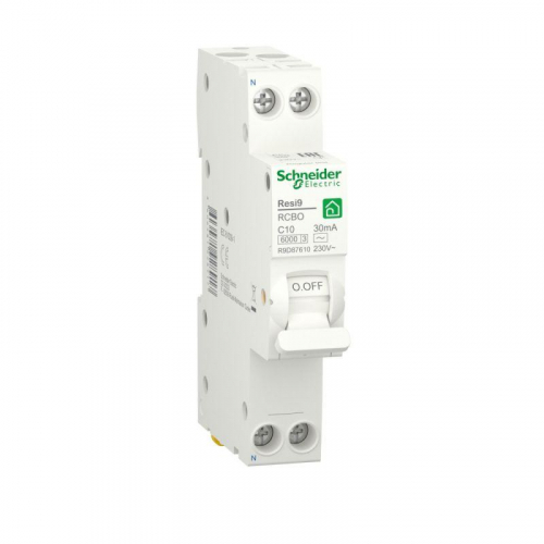 Выключатель автоматический дифференциального тока (ДИФ) RESI9 1P+N С 10А 6000А 30мА 18мм тип AC SchE R9D87610