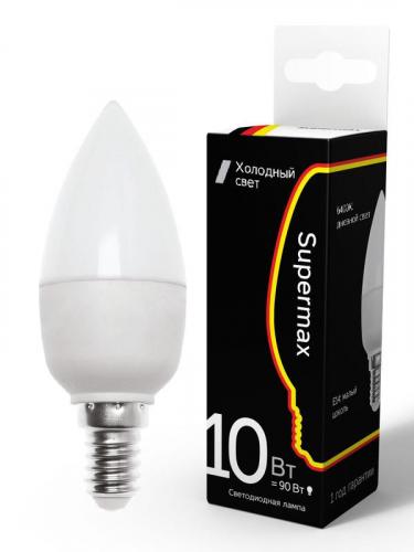 Лампа светодиодная Supermax "СВЕЧА" 10Вт цоколь E14 230В цветность 6400К КОСМОС Sup_LED10wCNE1464