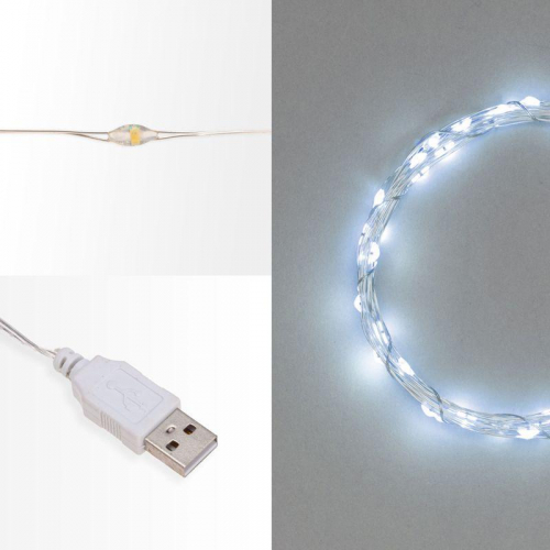 Гирлянда светодиодная "Роса" 5м 50LED бел. 0.5Вт IP20 USB Neon-Night 315-965 фото 2