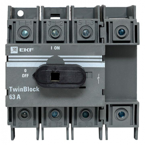 Рубильник 4п 63А с рукояткой управления для прямой установки TwinBlock EKF tb-63-4p-f фото 5