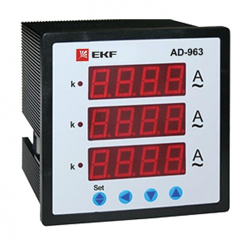 Амперметр цифровой AD-963 на панель 96х96 трехфазный EKF ad-963 фото 2