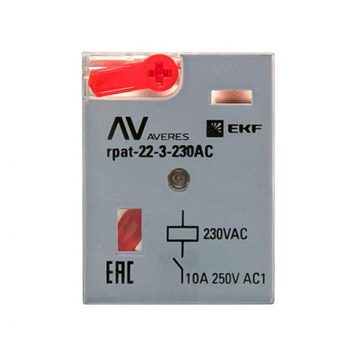 Реле промежуточное RPAt 22/3 10А 230В AC с кнопкой и мех. индикацией AVERES EKF rpat-22-3-230AC фото 6