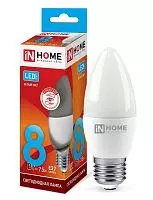 Лампа светодиодная LED-СВЕЧА-VC 8Вт 230В E27 4000К 720лм IN HOME 4690612020457