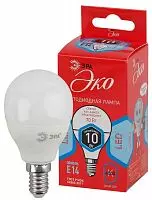 Лампа светодиодная ECO LED P45-10W-840-E14 (диод шар 10Вт нейтр. E14) ЭРА Б0032969